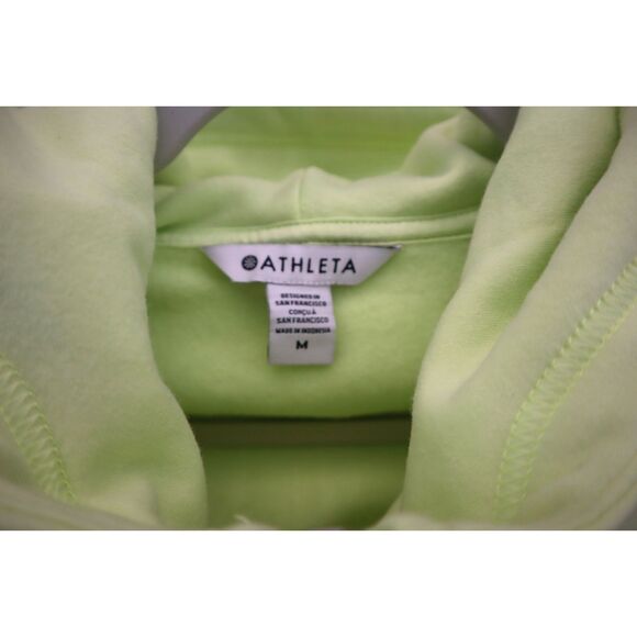 Athleta 473713062 Women Sz M Citron/Yellow Green Easy Fleece 1/2 Zip Hoodie - Picture 3 of 10